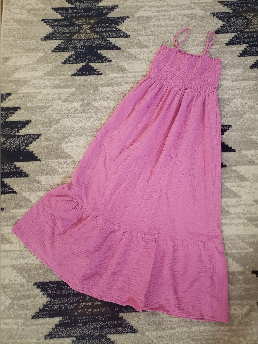 Raviya Pink Smocked Maxi Dress Size S